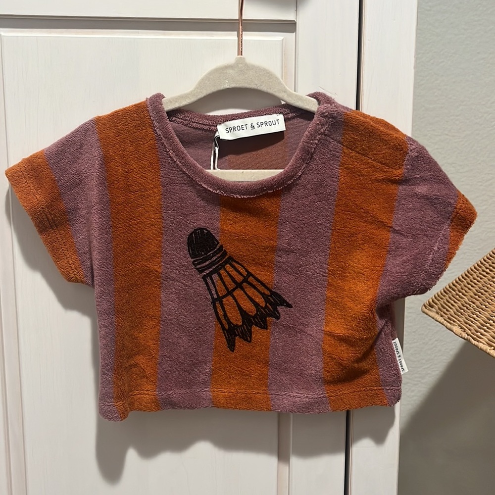 SPROET & SPROUT Organic Cotton Purple Striped T-Shirt Terry - Picture 2 of 6